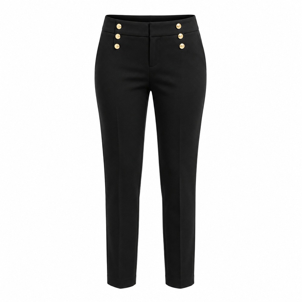 Loft Petites Marisa 10P Black NWT Sailor Button Trousers Slim Leg Pants NEW work